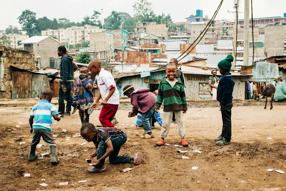 Children playing a street game in their neighbourhood